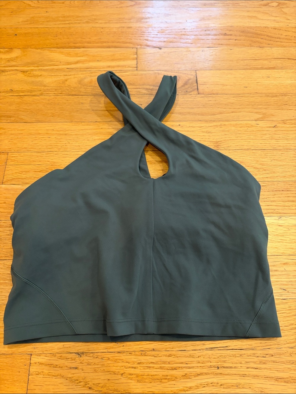 Lululemon Womens Cross-Back Halter Crop Top - Olive Green